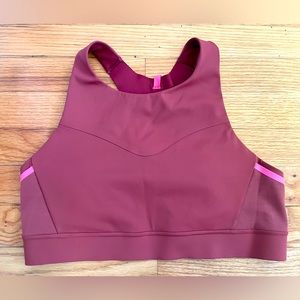 Brooks pink high-necked sports bra